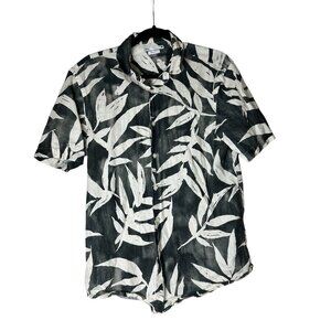 ZARA Tropical Print Short Sleeve Button Down Shirt Size Large Regular Fit